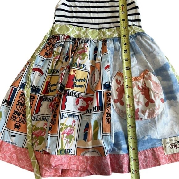 KPea Dress Girls Pink Blue Flutter Sleeve Flamingo Beach Print Mixed Media Sz 5 - Picture 9 of 10